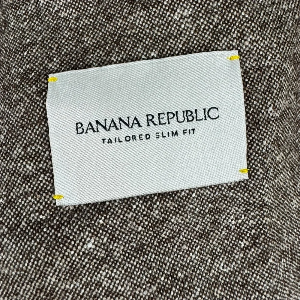 Banana Republic Donegal Blazer 42R Brown Marzotto Havana Wool Tailored Slim Fit
